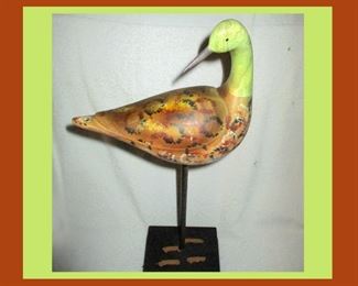 Shorebird Decoy? Very Attractive Painted Wooden Bird on Stand