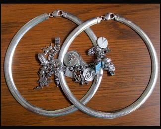 Sterling Silver Jewelry Including One of Two Sterling Charm Bracelets