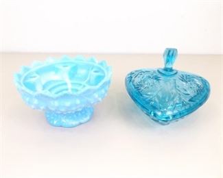 2 Blue Vintage Glass Bowls
