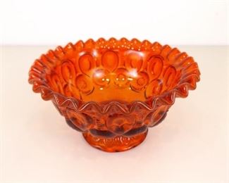 Vintage 7.5" LE Smith Moon and Stars Amberina Footed Bowl
