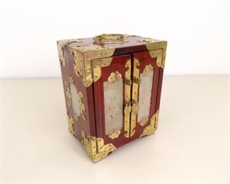 Jade Inlayed Asian Jewelry Box
