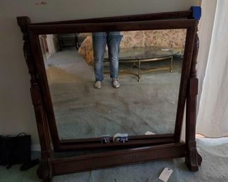713:
Antique mirror
Appears to set on a dresser. 39" tall