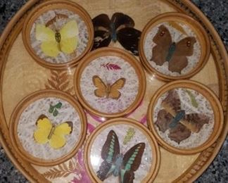 Butterful tray and coasters