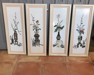 Asian Inspired Jade and Ivory Colored Artwork
