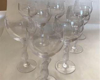 Eight French Crystal Red Wine Goblets