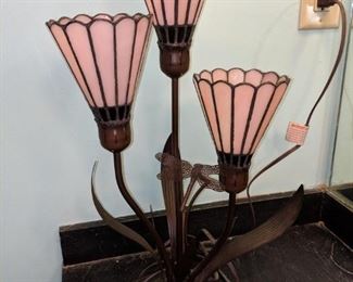 bronze lamp with pink shades