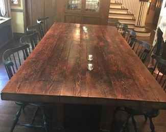 Lovely large solid oak table from a reclaimed barn floor   By Dave Jensen