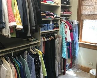 A full closet of womens clothing