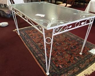 LeLu fine vintage table with glass top, 3’x5’ 