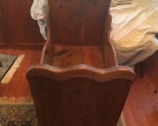 Xtra large hand carved wood cradle $80