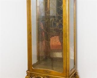 Ornate, 'French Inspired Gilt Curio Cabinet (71"h x 13.5" w x 25.5"d):  $220.00 (as is)