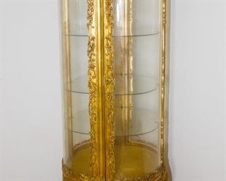 French Inspired Gilt and Glass Curio Cabinet w/3 Glass Shelves (64"h x 22"dia.):  $380.00