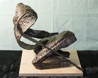 Iron Brutalist Sculpture On Marble:  $260.00