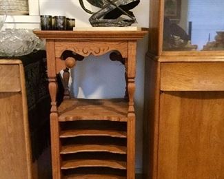 Antique Organizer Side Table (37"h x 19"w x 18"d):  $120.00 (as is)