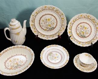 Unique Antique Dish Set.  Hibiscus Pattern.  81 Pieces:  $420.00 (as is)