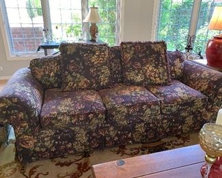 1 of 2 matching floral 3 cushioned Sofa-excellent condition