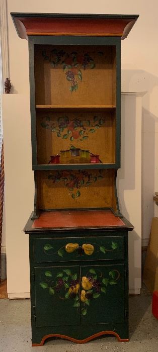 So adorable, and so useful. Hand-painted, Tall cabinet w/ storage space.