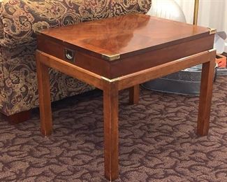 Matching side tables w/brass corners