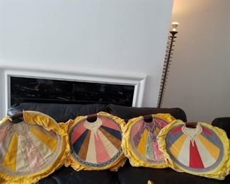 Very unique vintage  large patch work hand fans from India. 