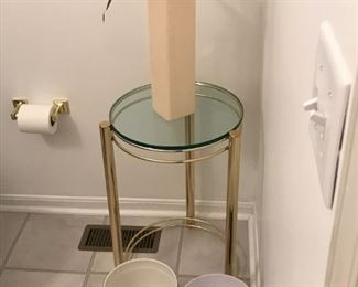 Bathroom or Living Room side table glass and gold