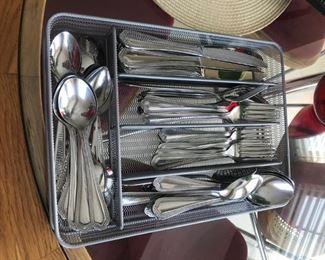 Tray Included in this Cambridge Stainless China Silverware.  75 pieces.