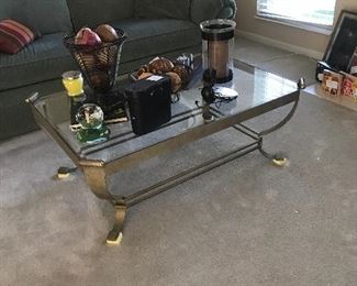 Glass coffee table top with metal legs