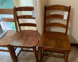 #13		(3) oak latter back solid wood chairs $30 ea

