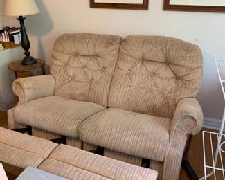 #14		recliner love seat tan sofa 	 $60.00 
