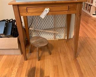 #22		tall wood side table w small drawer  32x19x31	 $75.00 
