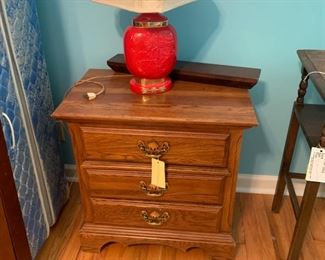 #26		3 drawer end table oak 	 $45.00 
