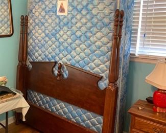 #25		4 post queen size bed cherry look	 $175.00 
