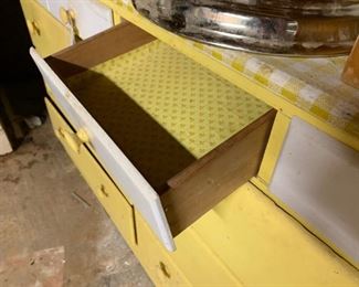 #45		yellow painted 10 drawer cabinet 52x13x32	 $75.00 
