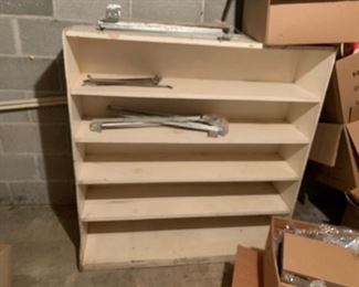 #49		white painted wood 5 book shelf  48x15x48	 $45.00 
