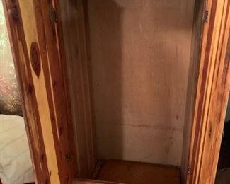 #51		cedar cabinet w 2 doors w rack 26x20x58	 $65.00 
