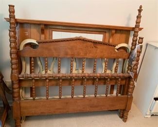 #56		full as is 4 post bed frame missing finials 	 $45.00 
