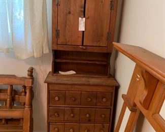 #58		handmade 4 drawers w hutch with 2 doors 26x12x33-66	 $75.00 
