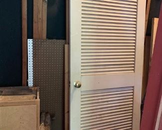 #84	vintage louver wood door 32 x 1.5x 80	 $30.00 

