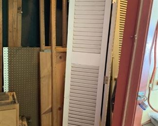 #85  vintage by fold louver wood door 14.5x1.5x80 2 panel	 $30.00 
