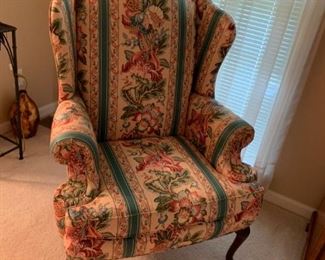 #6		(2) Sherrill peach color strip flower wingback chairs $75 ea
