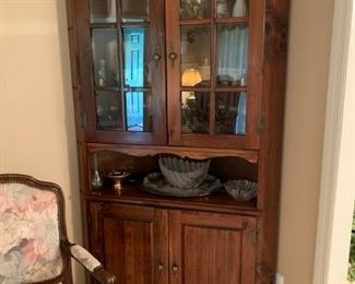 #9		pine corner cabinet w 2 glass doors and 2 wood doors 24x43x78	 $125.00 

