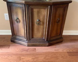 #14 entry 1/2 octangle cabinet w 1 door 36x14x28 $75.00