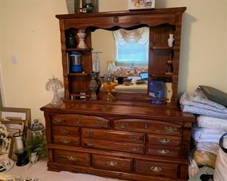 #37 pine dresser w mirror 64 w $75.00