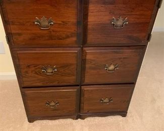 #43		4 drawer wood file drawers and 2 doors w pull out desk 30x19x38	 $125.00 
