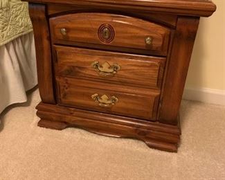 #45		bed side table w 3 drawers  pine	 $45.00 
