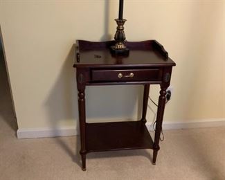#52 side table w 1 drawer on legs with shelf $65.00