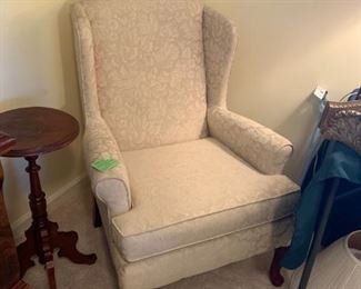 #60		cream wingback chair 	 $60.00 	
