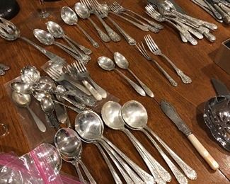 Sterling silver - misc. spoons, butter knives, appetizer forks, tongs, and baby spoons