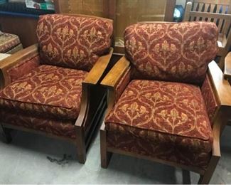 Sb005 Stickley Upholstered Armchair Pair