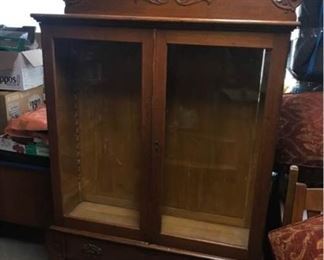 Jt001 Vintage Display CabinetWood Glass