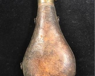 Antique Leather gun powder flask